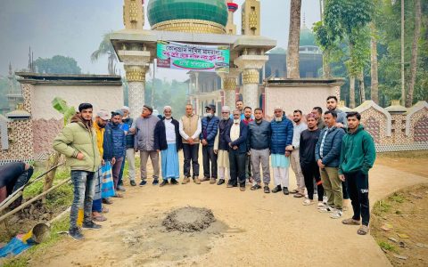 কোনাগ্রাম জামে মসজিদের সামনের রাস্তা থেকে সৌর আলো (Solar Light) প্রকল্পের কাজ শুরু হয়েছে